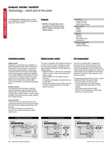 maxon motor control  maxon motor control Technology – short and to the point The maxon motor control program contains servo amplifiers for controlling the fast reacting