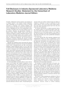 Clinical research / Pharmaceutical industry / Clinica Chimica Acta / Medical laboratory / Journal of Clinical Pathology / Clinical pathology / Clinical trial / Medical literature / Medical research / Medicine / Health / Pathology