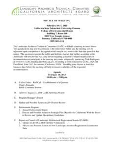 Landscape Architects Technical Committee (LATC) - February 10 & 11, 2015 Meeting Agenda