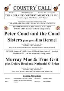 Adelaide Country Music Club Country Call DecemberJanuary 2012 Issue - Vol 22.6