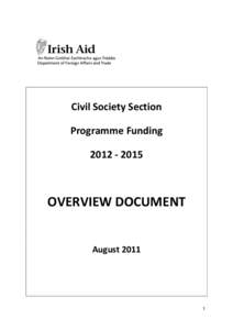 Civil Society Section Programme FundingOVERVIEW DOCUMENT