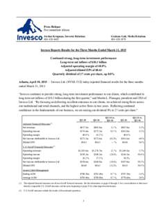 Press Release For immediate release Jordan Krugman, Investor RelationsGraham Galt, Media Relations