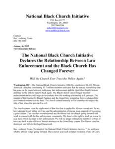 National Black Church Initiative P.O. BoxWashington, DC0184  www.naltblackchurch.com