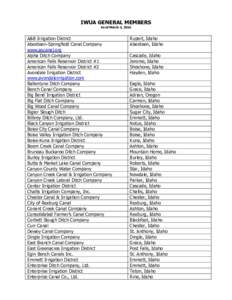 IWUA GENERAL MEMBERS As of March 3, 2016 A&B Irrigation District Aberdeen-Springfield Canal Company www.ascanal.org