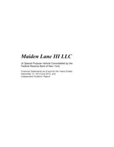 Maiden Lane III LLC (A Special Purpose Vehicle Consolidated Federal Reserve Bank of New York) by the