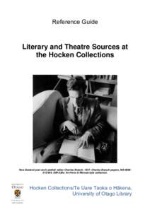 Emily Dickinson / Geography of New Zealand / Literature / New Zealand / Manuscripts and Special Collections /  University of Nottingham Information Services / Hocken Library / University of Otago / Brasch