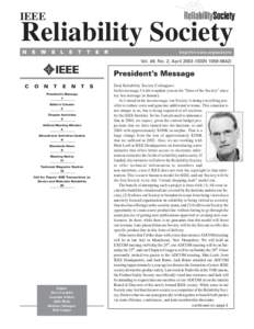 IEEE  Reliability Society http://www.ieee.org/society/rs  Vol. 49, No. 2, April[removed]ISSN[removed])