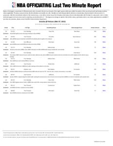 Below is the league’s assessment of officiated events that occurred in the last two minutes of last night’s games which were within five points at the two-minute mark (and during overtime, where applicable). The play