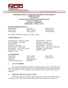 D NORTHERN INDIANA COMMUTER TRANSPORTATION DISTRICT 33 E. U.S. HIGHWAY 12  CHESTERTON, IN[removed]PHONE: [removed]  FAX: [removed]