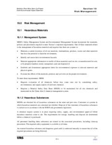 Section 19 Risk Management McArthur River Mine Open Cut Project Draft Environmental Impact Statement