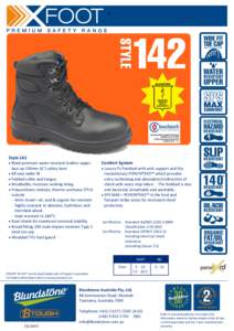 ™  Style 142  Black premium water resistant leather upper,  Comfort System