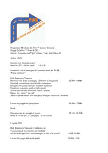 Programma Missione di Francesco Tonucci  a Reggio Calabria  7-8 Aprile 2011