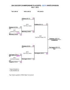 OIA SOCCER CHAMPIONSHIP PLAYOFFS - BOYS WHITE DIVISION[removed]TUE JAN 22 WED JAN 23