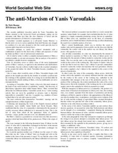 World Socialist Web Site  wsws.org The anti-Marxism of Yanis Varoufakis By Nick Beams