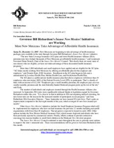 NEW MEXICO HUMAN SERVICES DEPARTMENT P.O. Box 2348 Santa Fe, New Mexico[removed]Bill Richardson Governor