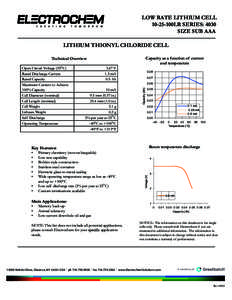 Low Rate Lithium Cell - Size Sub AAA