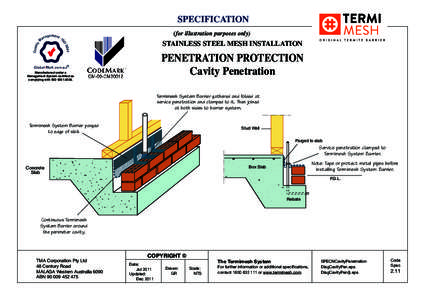 SPECIFICATION (for illustration purposes only) STAINLESS STEEL MESH INSTALLATION  PENETRATION PROTECTION