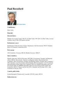 Paul Beresford  Constituency Mole Valley Biography Electoral history