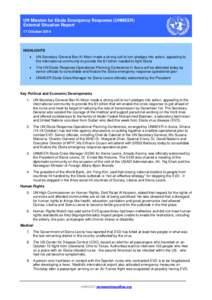 UN Mission for Ebola Emergency Response (UNMEER) External Situation Report 17 October 2014 HIGHLIGHTS 
