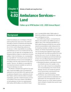 Chapter 4 Section Ministry of Health and Long-Term Care[removed]Ambulance Services—