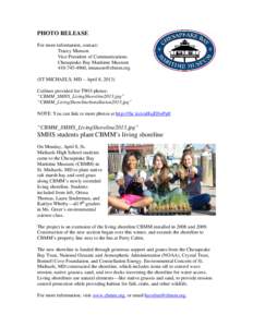 Microsoft Word - NEWS_CBMM_StudentsPlantLivingShoreline2013.doc