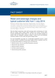 Microsoft Word - Fact Sheet - Water and sewerage charges and typical customer bills from 1 July 2014