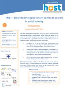 www.host-aal.eu  HOST – Smart technologies for self-service to seniors in social housing 1