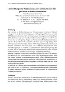 20. OTTI Symposium Thermische Solarenergie, Kloster Banz, Bad Staffelstein, Mai[removed]Entwicklung einer Testprozedur zum systematischen Vergleich von Frischwassermodulen Florian Ruesch und Elimar Frank SPF Institut für 