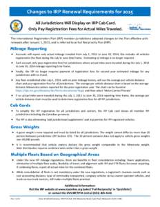 Changes to IRP Renewal Requirements for 2015