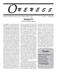 O  N E N E S S Quarterly Newsletter of the Rev. Gyomay M. Kubose Dharma Legacy