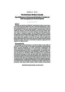 SIMON J. KISS  The Red-Green Divide in Canada Class Differences in Environmental Attitudes in Canada and their Consequences for the Party System ____________________