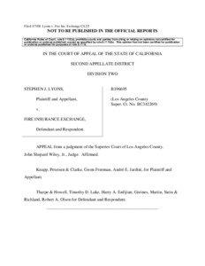 Filed[removed]Lyons v. Fire Ins. Exchange CA2/2  NOT TO BE PUBLISHED IN THE OFFICIAL REPORTS