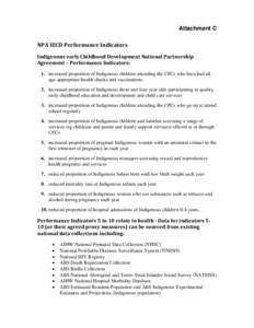 Indigenous early Childhood Development National Partnership Agreement – Performance Indicators