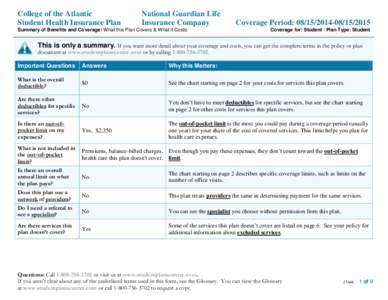 College of the Atlantic Student Health Insurance Plan National Guardian Life Insurance Company