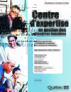 Relation âge/travail et pratiques de gestion des ressources humaines RECENSION DES ÉCRITS André Campeau, Ph. D.