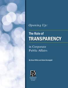 Opening Up:  The Role of TRANSPARENCY in Corporate
