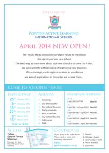 Welcome to  April 2014 NEW OPEN !