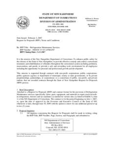 Auctioneering / Outsourcing / Request for proposal / New Hampshire Department of Corrections / Northern New Hampshire Correctional Facility / Lakes Region Facility / Proposal / Business / Sales / Procurement