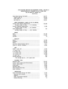 CHILD WELFARE SERVICES/CASE MANAGEMENT SYSTEM, (CWS/CMS 2) CHARACTERISTICS OF CHILDREN IN OUT OF HOME CARE FOR THE MONTH OF JANUARY 2011 California Cases Open During the Month..................... Federal AFDC-FC........