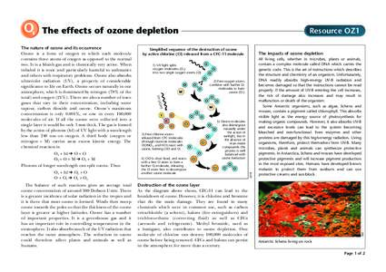 The effects of ozone depletion  The balance of such reactions gives an average total ozone concentration of around 300 Dobson Units. There is a greater incidence of solar radiation in the tropics and it is there that mos