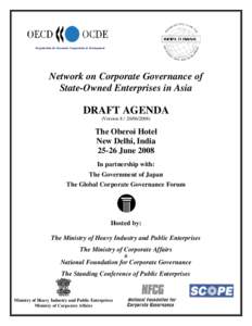 Organisation for Economic Cooperation & Development  Network on Corporate Governance of State-Owned Enterprises in Asia  DRAFT AGENDA