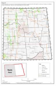 Figure 15.  North Dakota Study Area locations of all wells that have been spud and not completed and those still capable of producing oil and gas, gas condensate, dry gas, and nitrogen gas. Data from North Dakota Industr