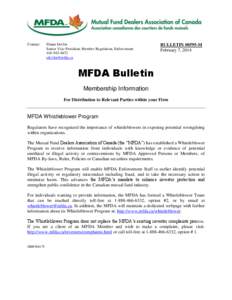 Membership Information Bulletin #0595-M - MFDA Whistleblower Program