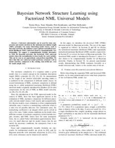 Maximum likelihood / Fisher information / Bayesian network / Minimum description length / Likelihood function / Bayesian information criterion / Naive Bayes classifier / Markov chain / Statistics / Estimation theory / Bayesian statistics