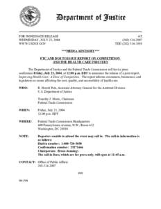 FOR IMMEDIATE RELEASE WEDNESDAY, JULY 21, 2004 WWW.USDOJ.GOV AT[removed]