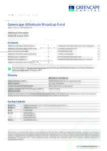 Greencape Wholesale Broadcap Fund ARSN  APIR HOW0034AU Additional Information Dated 29 August 2013