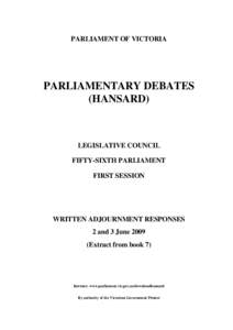 PARLIAMENT OF VICTORIA  PARLIAMENTARY DEBATES (HANSARD)  LEGISLATIVE COUNCIL