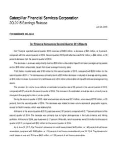 Microsoft Word - 2Q15 Cat Financial Results