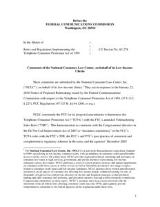 Before the FEDERAL COMMUNICATIONS COMMISSION Washington, DC[removed]In the Matter of Rules and Regulations Implementing the