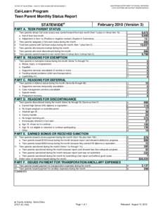 STAT 45 – Cal-Learn Program Teen Parent Monthly Status Report, Feb10